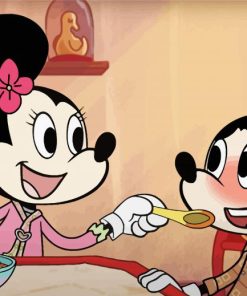 Mickey And Minnie Eating Noodles paint by number