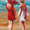 Ocean And Two Young Ladies paint by number