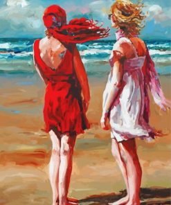 Ocean And Two Young Ladies paint by number