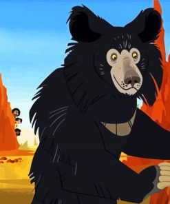 Sloth Bear Cartoon paint by number