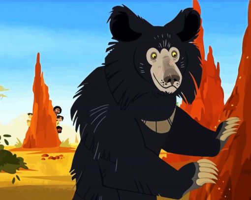 Sloth Bear Cartoon paint by number