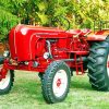 Red Vintage Tractor paint by number