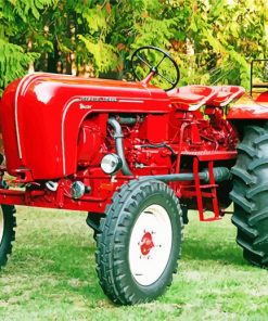 Red Vintage Tractor paint by number