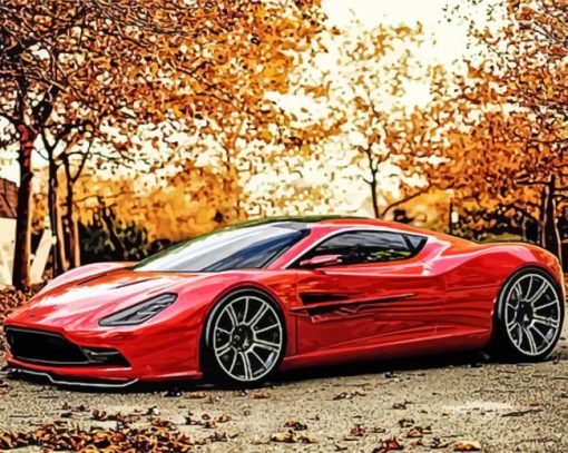 Red Sport Aston Martin Car paint by number