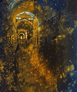 Abstract Gold Grunge Prison paint by number