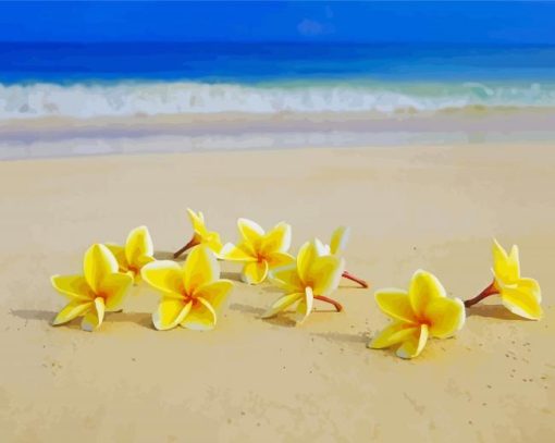 Beach Yellow Flowers paint by number