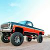 Black And Orange Square Body Chevy paint by number