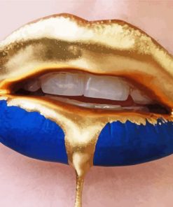 Blue Gold Lips paint by number