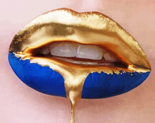 Blue Gold Lips paint by number