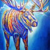 Colorful Moose And Moon Art paint by number