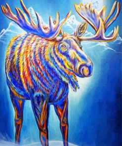 Colorful Moose And Moon Art paint by number