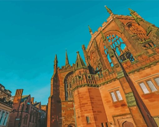 Coventry England Cathedral paint by number