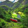 Flam Railway Norway Mountains paint by number