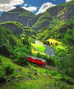 Flam Railway Norway Mountains paint by number