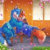 Foxes And Sakura paint by number