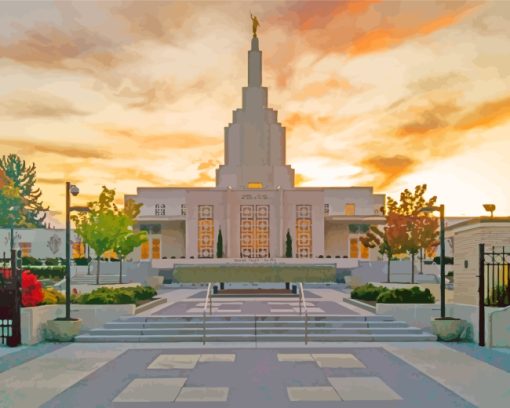 Idaho Falls Temple In The USA paint by number