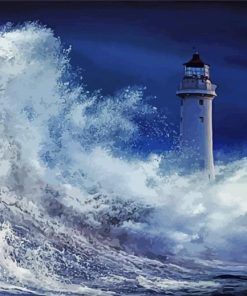 Lighthouse Storm At Sea paint by number