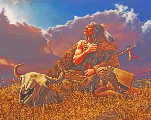 Old Native American Hunter paint by number