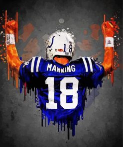 Peyton Manning Splatter Art paint by number