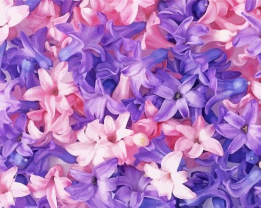 Pink And Purple Flowers paint by number