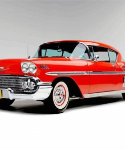 Red 58 Chevy Impala paint by number