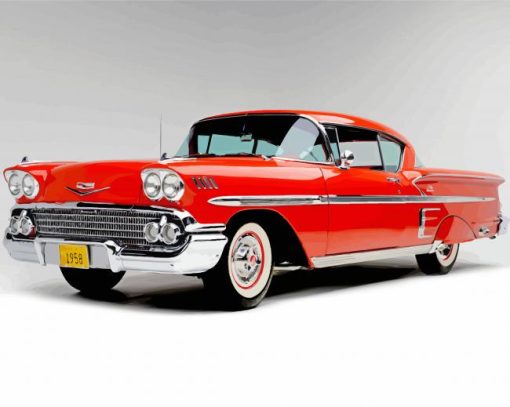 Red 58 Chevy Impala paint by number