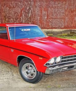 Red Chevy Chevelle paint by number