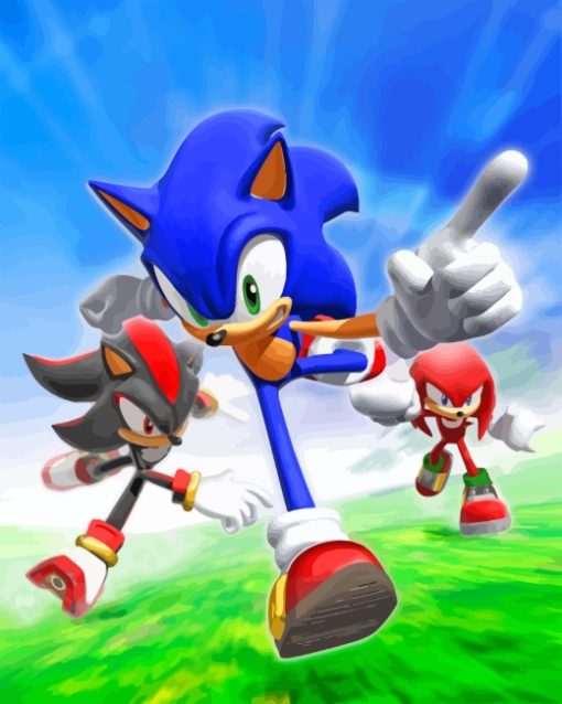 Shadow And Knuckles And Sonic paint by number