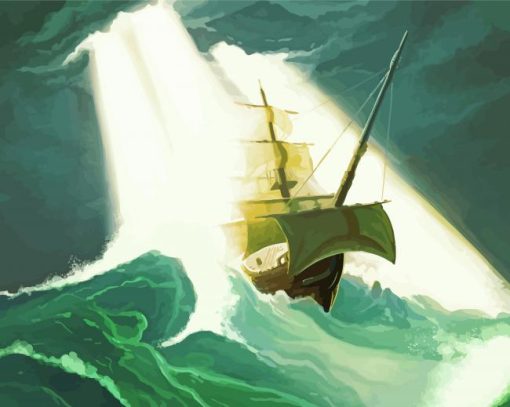 Ship In Storm Art paint by number