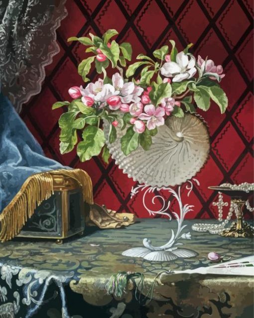 Still Life with Apple Blossoms in a Nautilus Shell paint by number