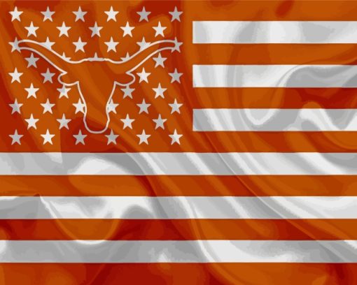 USA Texas Longhorn Flag paint by number