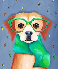 Dog With Glasses paint by number