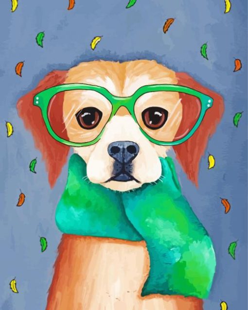 Dog With Glasses paint by number