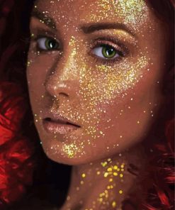 Gold Glitter Girl paint by number