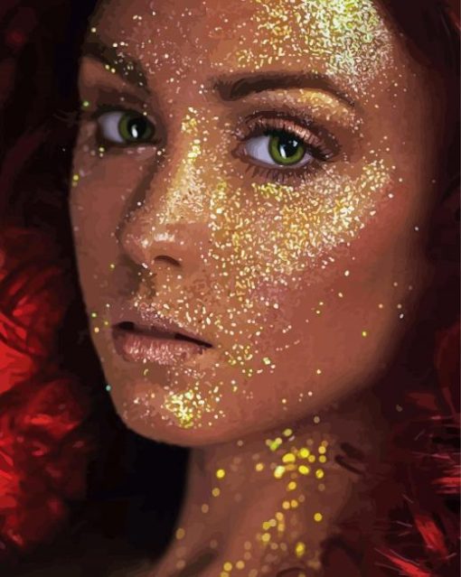 Gold Glitter Girl paint by number