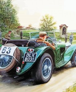 Green Vintage Racing Car paint by number