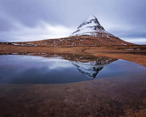 Grey Sky And Mountain Landscape paint by number