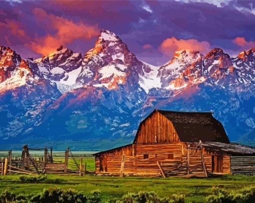 Mountain Cabin paint by number