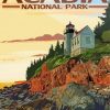 Acadie National Park Bass Harbor Poster paint by number