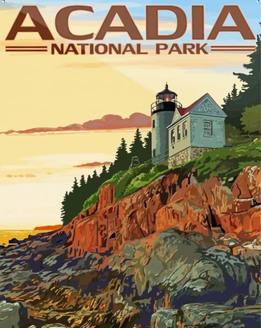 Acadie National Park Bass Harbor Poster paint by number