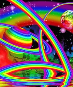 Aesthetic Colorful Rainbow Planet paint by number