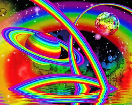 Aesthetic Colorful Rainbow Planet paint by number