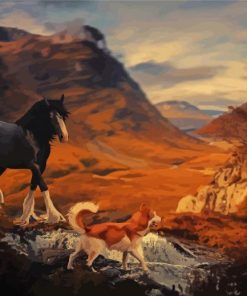 Aesthetic Horse And Husky paint by number