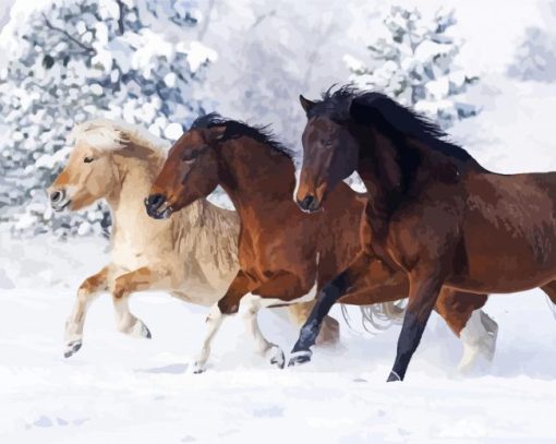 Aesthetic Snow Horse Animals paint by number