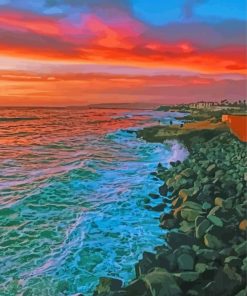 Beautiful Sunset At San Diego Cliffs paint by number