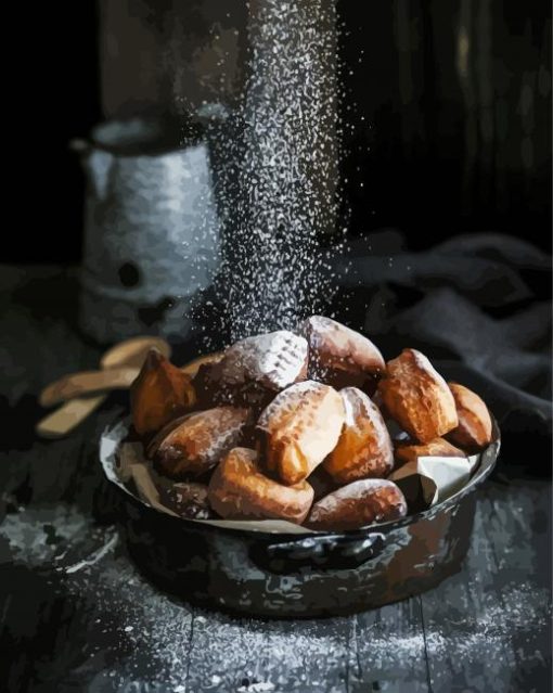 Beignet With Powdered Suger paint by number