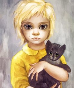 Big Eyes Girl And Cat paint by number