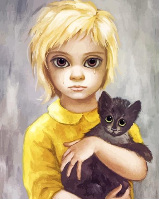 Big Eyes Girl And Cat paint by number