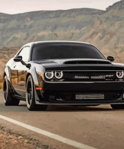 Black Dodge Demon Super Car paint by number