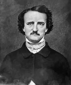 Black And White Edgar Allen Poe paint by number